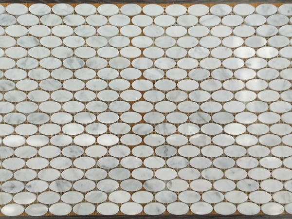 carrara marmură albă oval mozaic țiglă precut